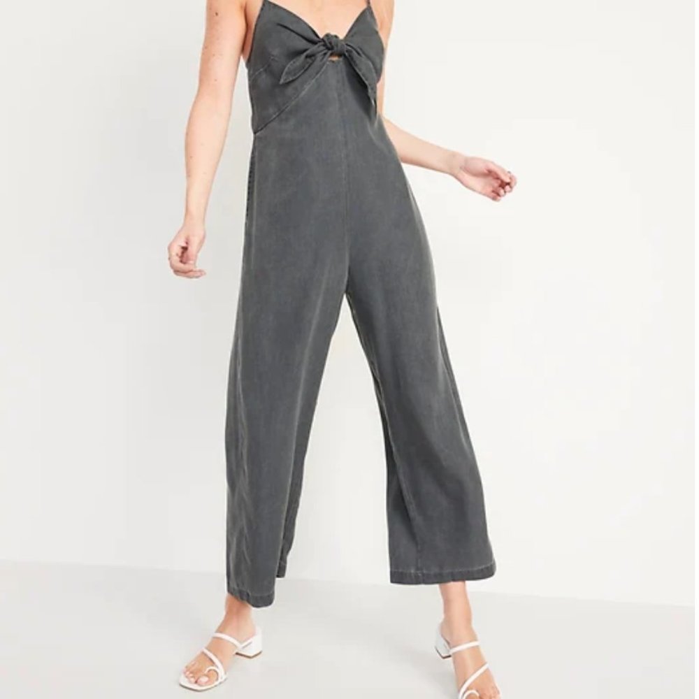 Sleeveless Tie-Front TENCEL™ Lyocell Jumpsuit for Women - NWT